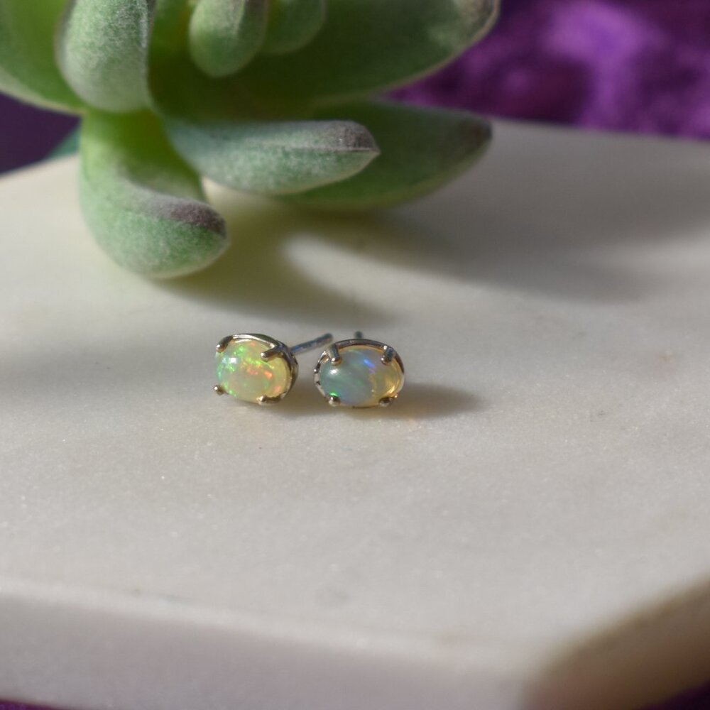 Welo Opal Solitaire Stud Earrings - image 5